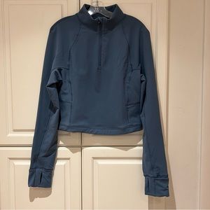 Yogalicious Lux Quarter Zip Size XXL Crop Long Sleeve Blue fin 2XL NWT Athletic
